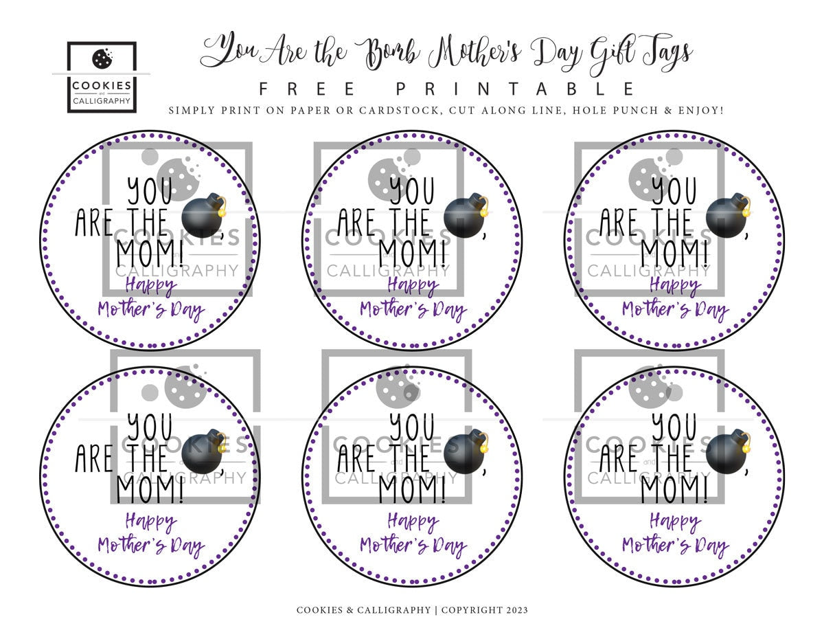 Happy Mothers Day Gift Tags | You Are The Bomb, Mom Gift Tags