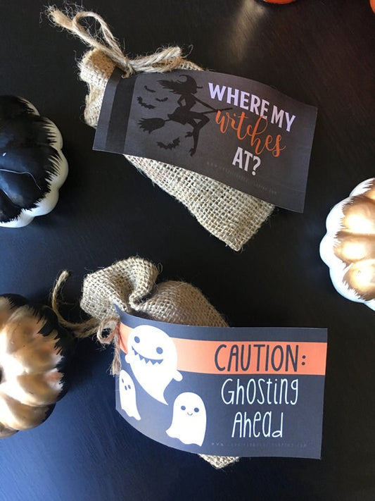 Happy Halloween Gift Tag Set | Witches and Ghost Halloween Gift Tags | Printable Gift Tag