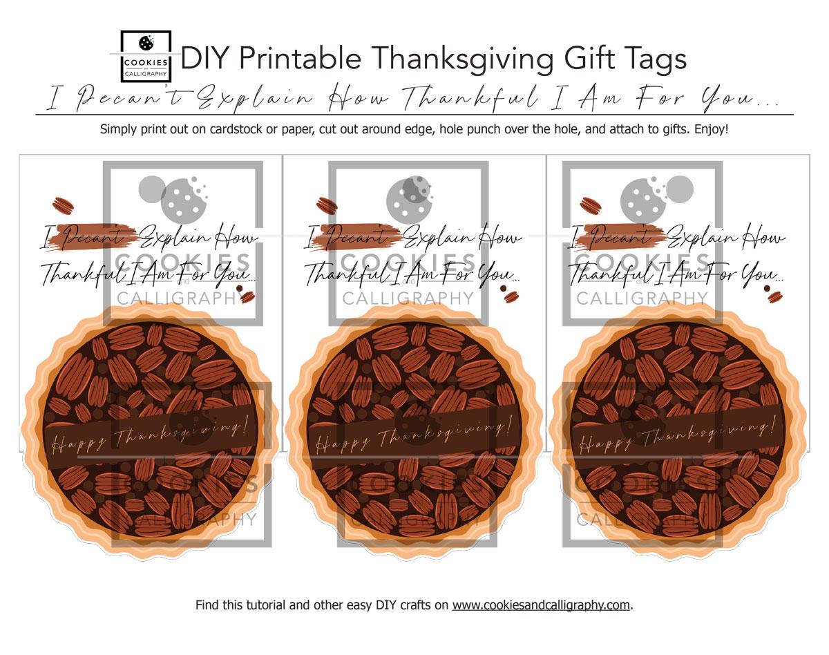 Happy Thanksgiving Pecan Pie Gift Tag | Printable Gift Tag