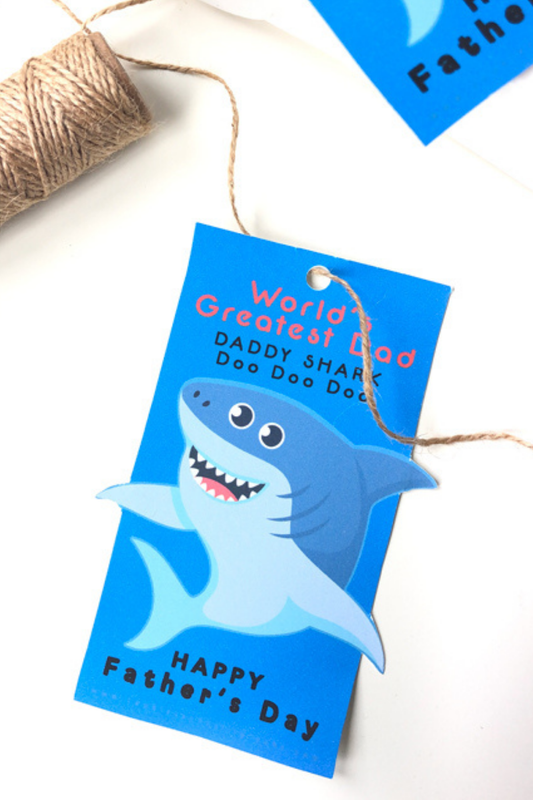 Happy Fathers Day Daddy Shark Gift Tags