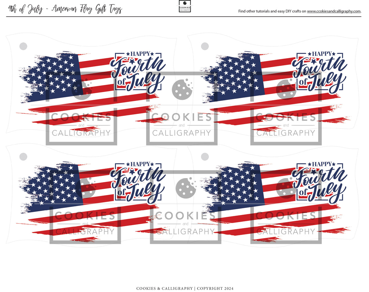 Happy 4th of July American Flag Gift Tags | Independence Day Gift Tag | Printable Gift Tag