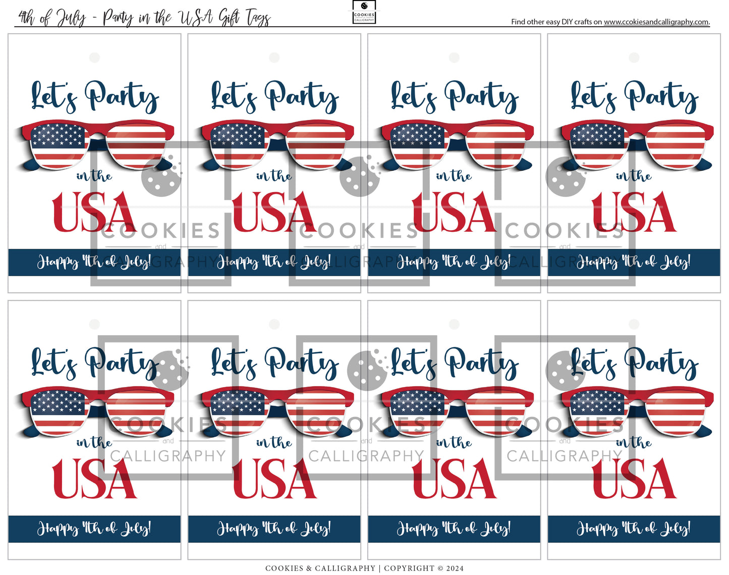 Happy 4th of July Party in the USA Gift Tags | Independence Day Gift Tag | Printable Gift Tag