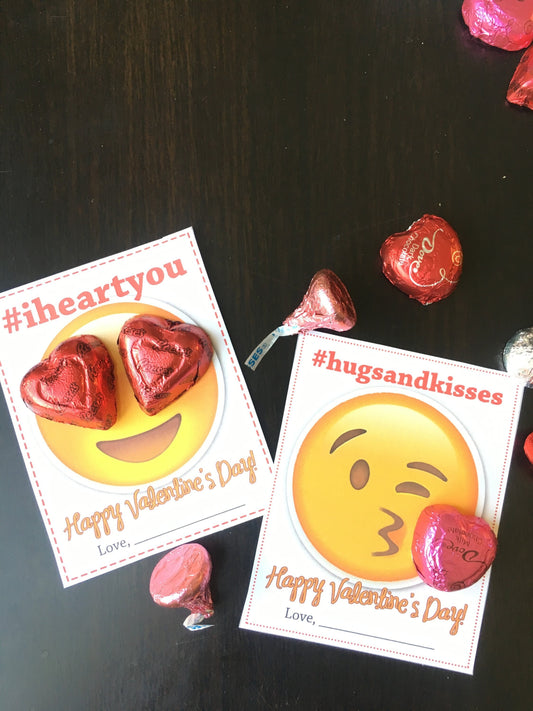 Valentine's Day Emoji #iheartyou & #hugsandkisses Gift Tags | Printable Gift Tag