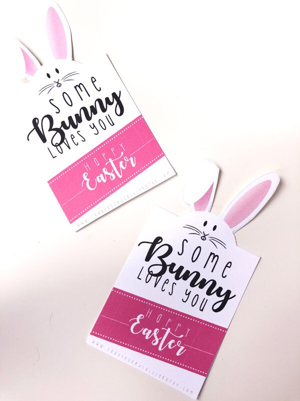 Happy Easter Bunny Shaped Gift Tags | Some Bunny Loves You | Printable Gift Tag