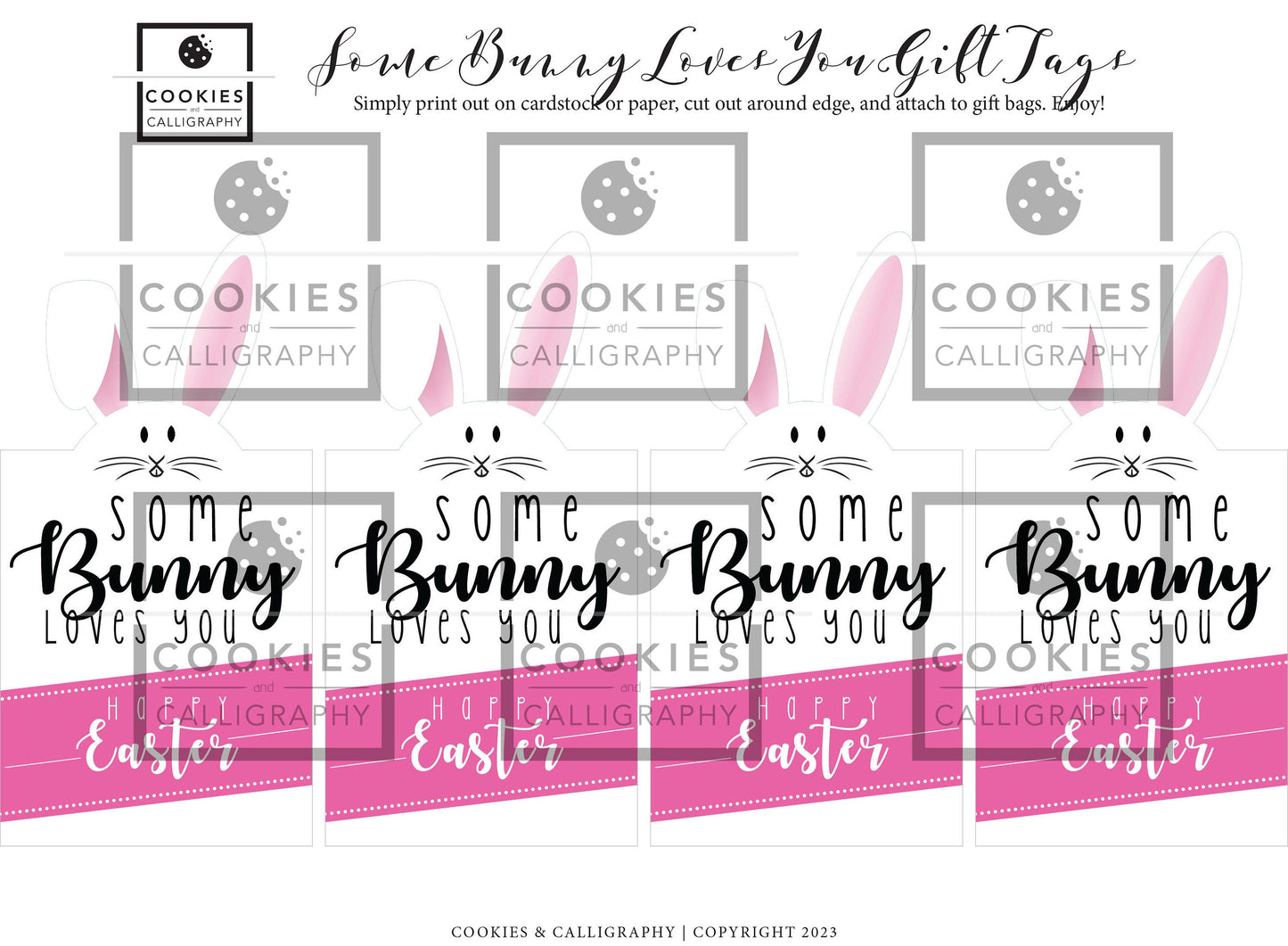Happy Easter Bunny Shaped Gift Tags | Some Bunny Loves You | Printable Gift Tag