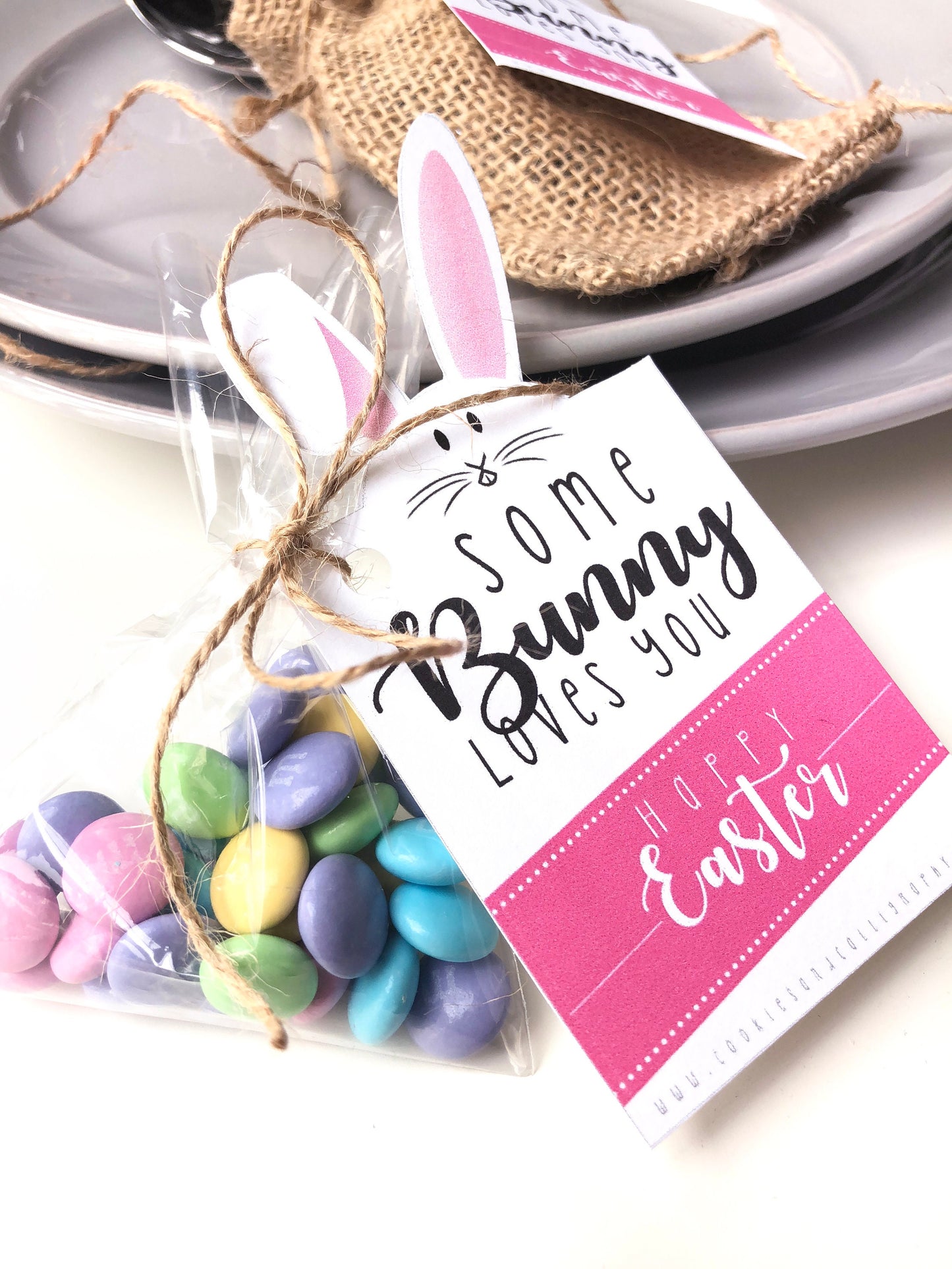 Happy Easter Bunny Shaped Gift Tags | Some Bunny Loves You | Printable Gift Tag