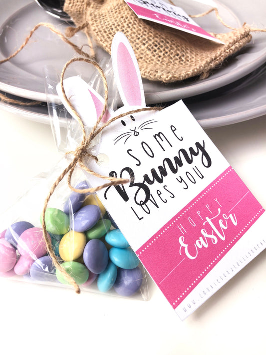 Happy Easter Bunny Shaped Gift Tags | Some Bunny Loves You | Printable Gift Tag