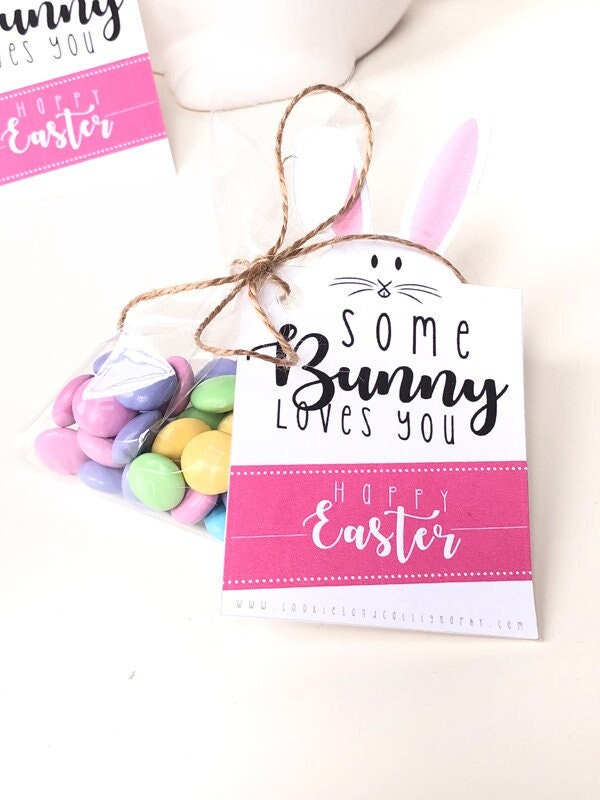 Happy Easter Bunny Shaped Gift Tags | Some Bunny Loves You | Printable Gift Tag