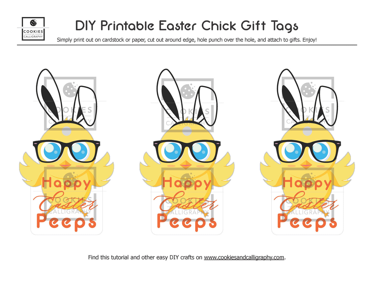 Happy Easter Bunny Chick Gift Basket Tag | Printable Gift Tag