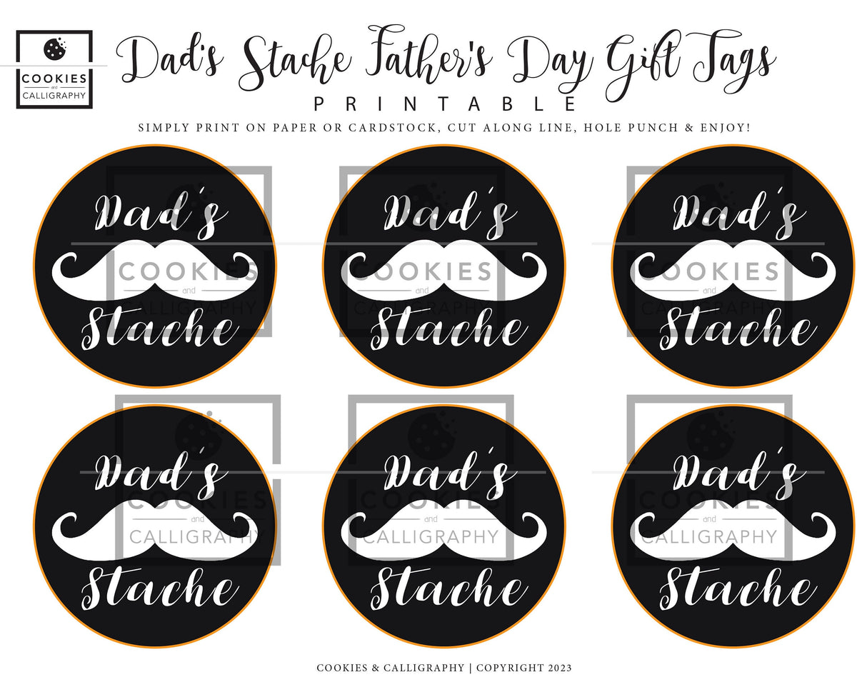 Happy Fathers Day Dad's Stache Gift Tags