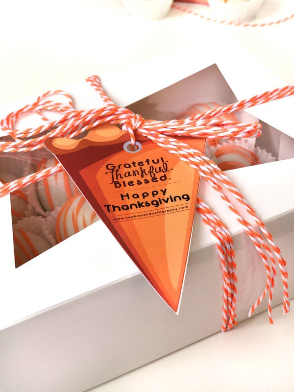 Grateful Thankful Blessed Thanksgiving Pumpkin Pie Gift Tag | Printable Gift Tag