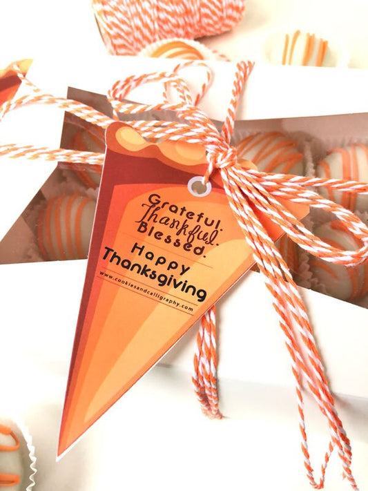 Grateful Thankful Blessed Thanksgiving Pumpkin Pie Gift Tag | Printable Gift Tag