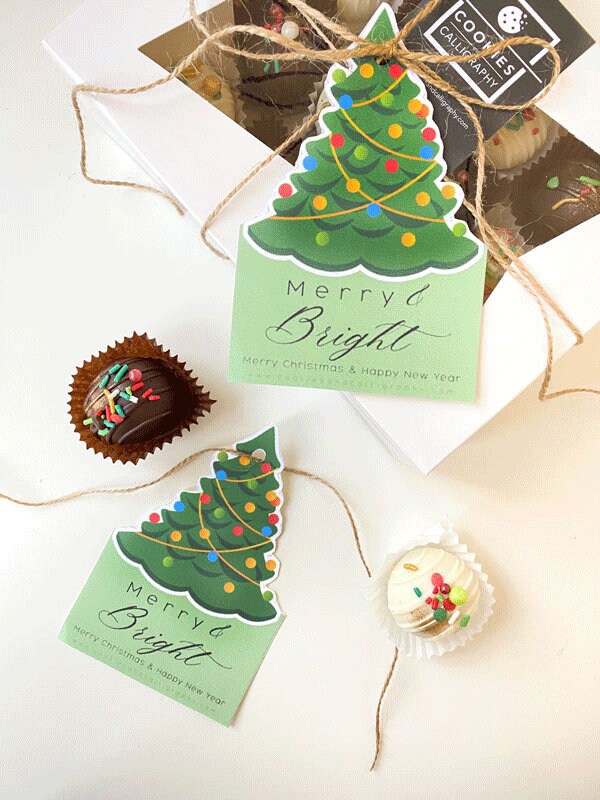 Merry & Bright Christmas Tree Gift Tag | Tree Shaped Gift Tag | Printable Gift Tag