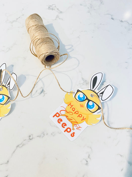 Happy Easter Bunny Chick Gift Basket Tag | Printable Gift Tag