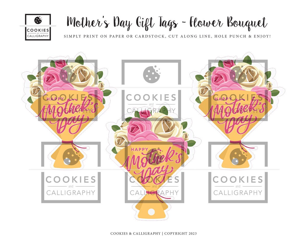 Happy Mother's Day Flower Bouquet Gift Tags