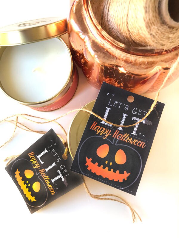 Let's Get Lit Happy Halloween Gift Tags | Printable Gift Tag