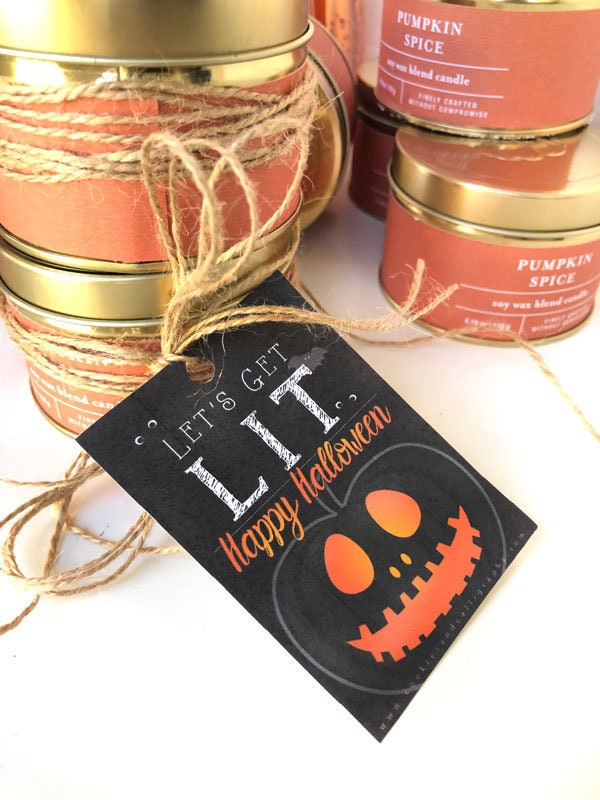 Let's Get Lit Happy Halloween Gift Tags | Printable Gift Tag