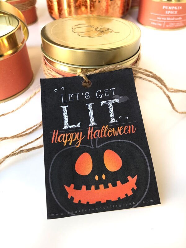 Let's Get Lit Happy Halloween Gift Tags | Printable Gift Tag