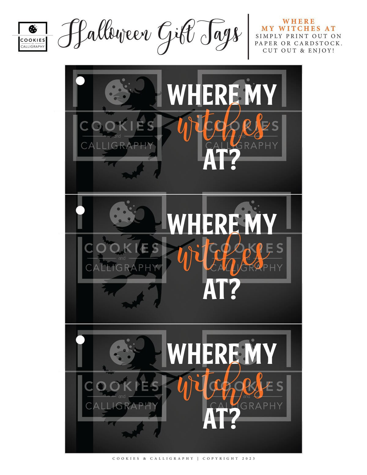 Happy Halloween Gift Tag Set | Witches and Ghost Halloween Gift Tags | Printable Gift Tag