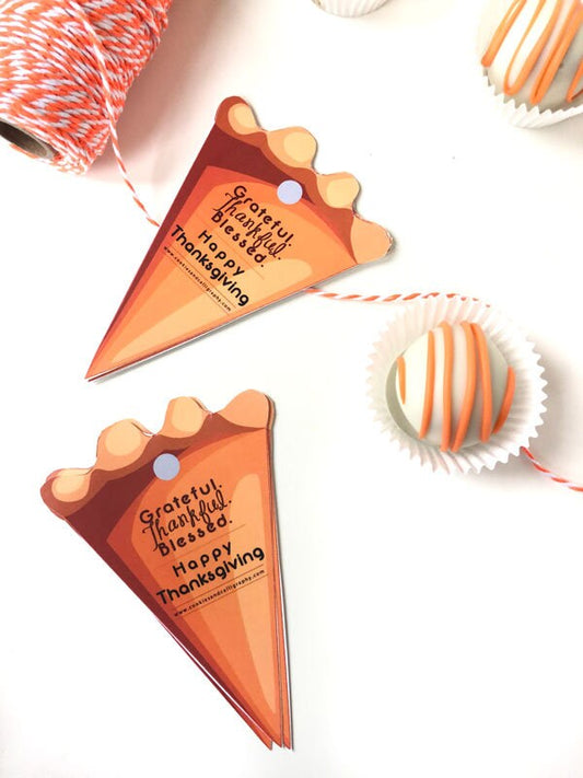 Grateful Thankful Blessed Thanksgiving Pumpkin Pie Gift Tag | Printable Gift Tag
