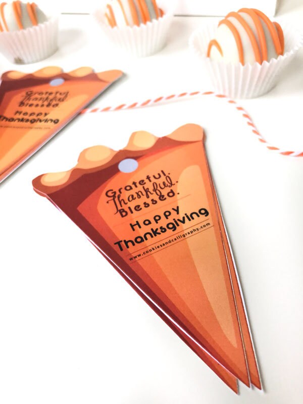 Grateful Thankful Blessed Thanksgiving Pumpkin Pie Gift Tag | Printable Gift Tag