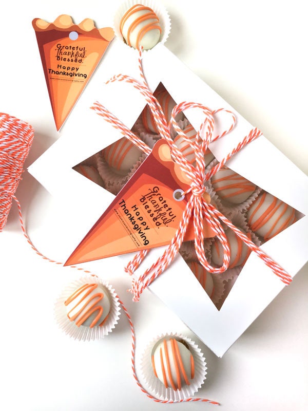 Grateful Thankful Blessed Thanksgiving Pumpkin Pie Gift Tag | Printable Gift Tag