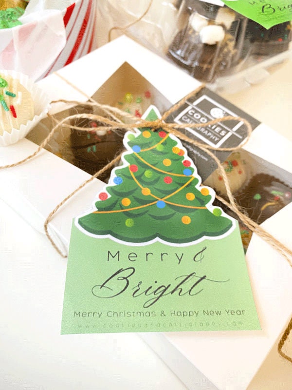 Merry & Bright Christmas Tree Gift Tag | Tree Shaped Gift Tag | Printable Gift Tag
