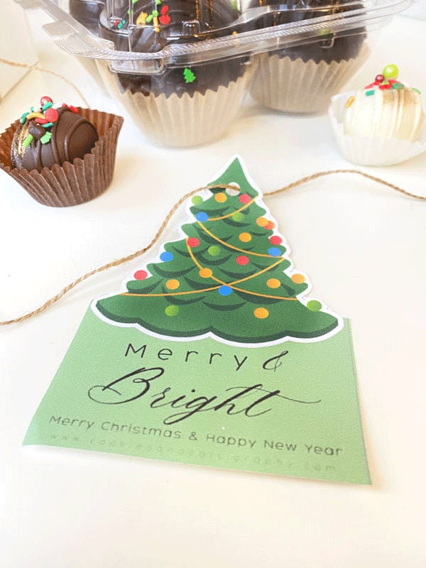 Merry & Bright Christmas Tree Gift Tag | Tree Shaped Gift Tag | Printable Gift Tag