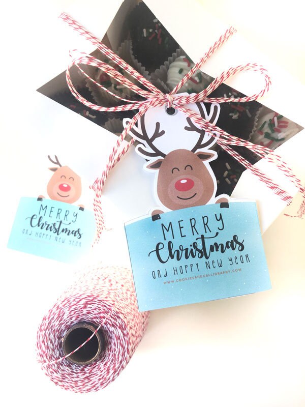 Merry Christmas Rudolph Reindeer Gift Tag | Reindeer Shaped Gift Tag | Printable Gift Tag
