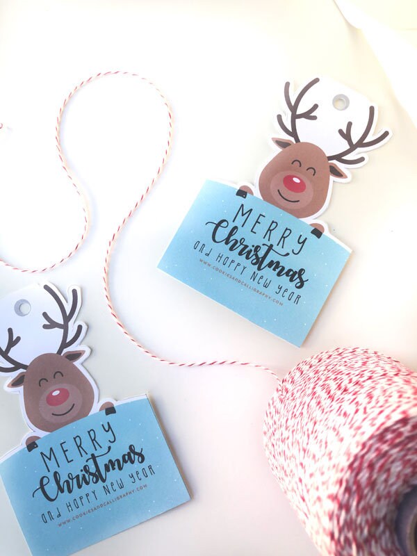 Merry Christmas Rudolph Reindeer Gift Tag | Reindeer Shaped Gift Tag | Printable Gift Tag
