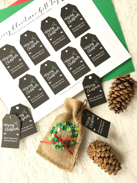 Merry Christmas Holly Gift Tag | Shine Bright Gift Tag | Printable Gift Tag
