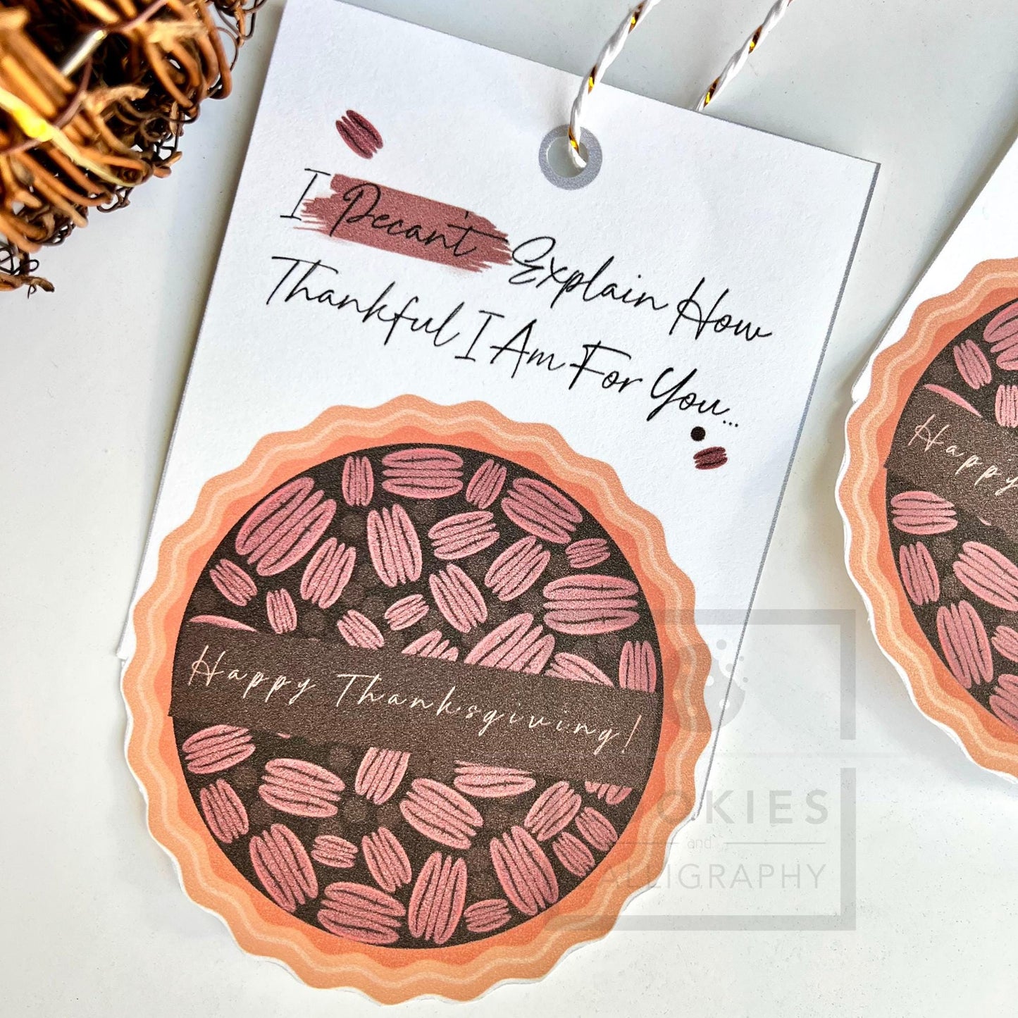 Happy Thanksgiving Pecan Pie Gift Tag | Printable Gift Tag