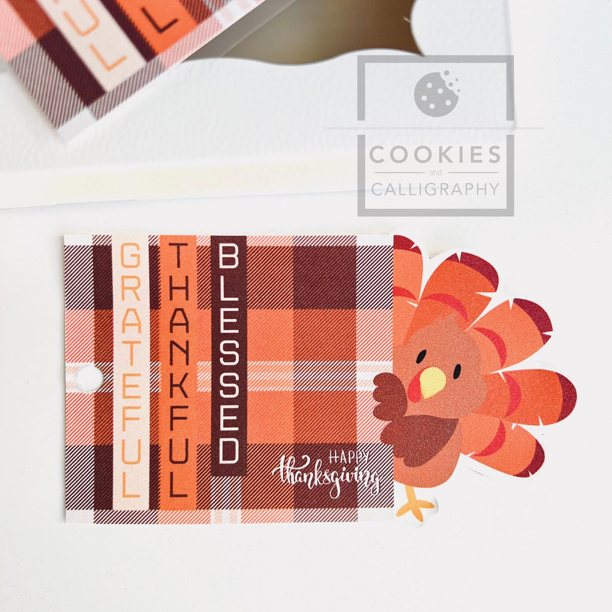 Happy Thanksgiving Turkey Gift Tag | Thankful Grateful Blessed Thanksgiving Gift Tag | Printable Gift Tag