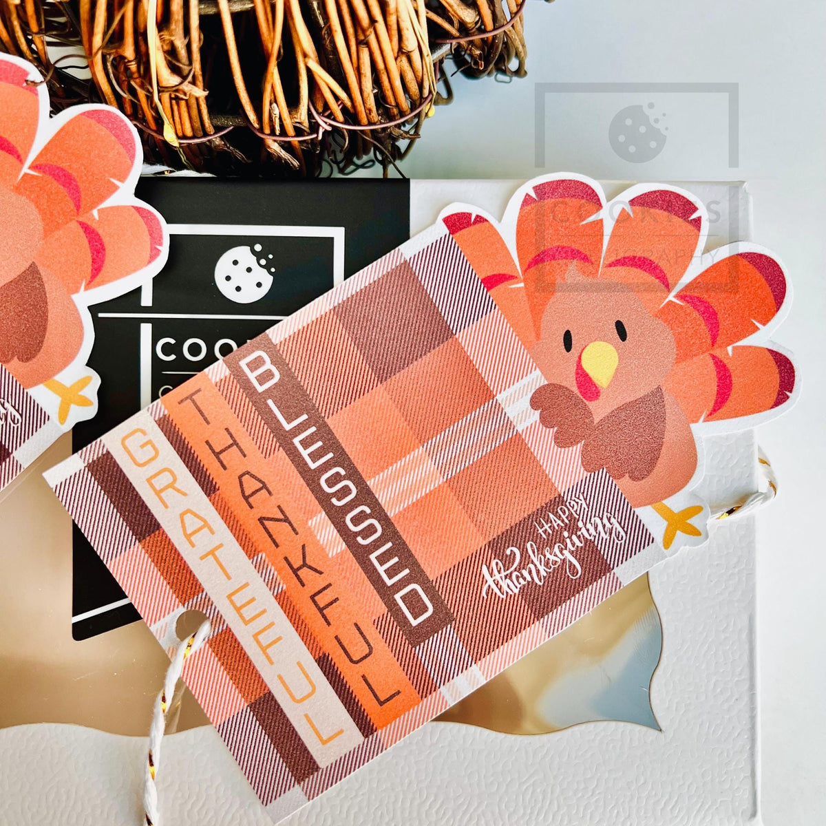 Happy Thanksgiving Turkey Gift Tag | Thankful Grateful Blessed Thanksgiving Gift Tag | Printable Gift Tag