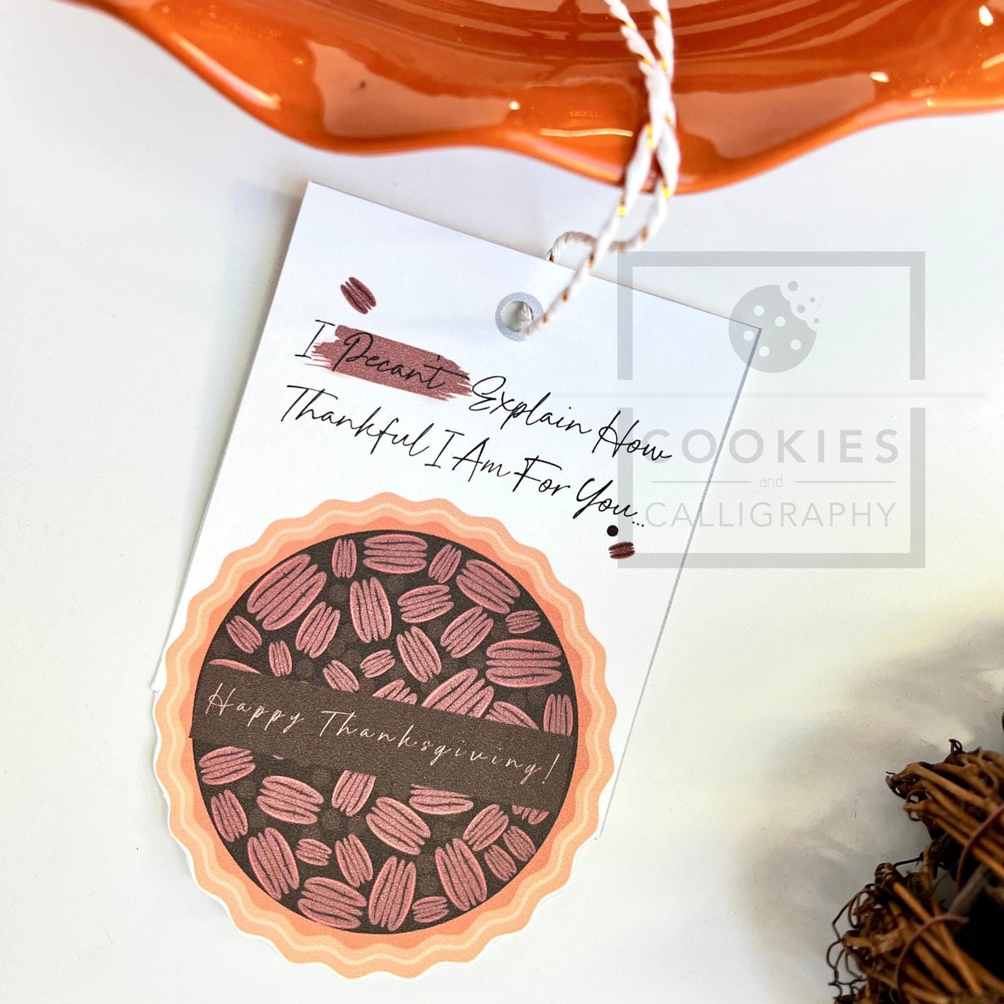 Happy Thanksgiving Pecan Pie Gift Tag | Printable Gift Tag