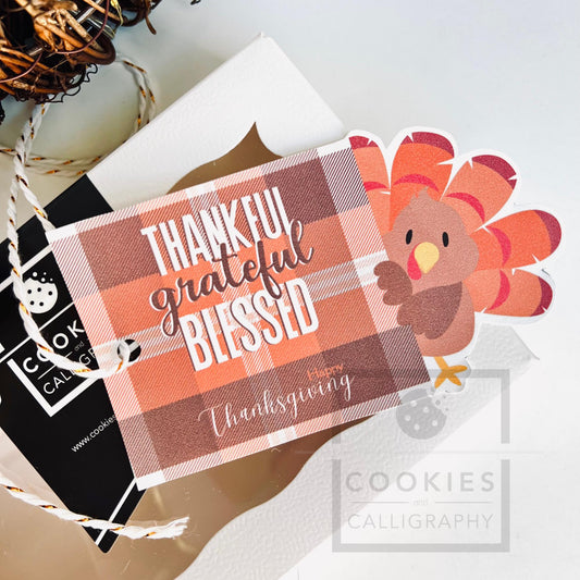 Happy Thanksgiving Turkey Gift Tag | Thankful Grateful Blessed Thanksgiving Gift Tag | Printable Gift Tag