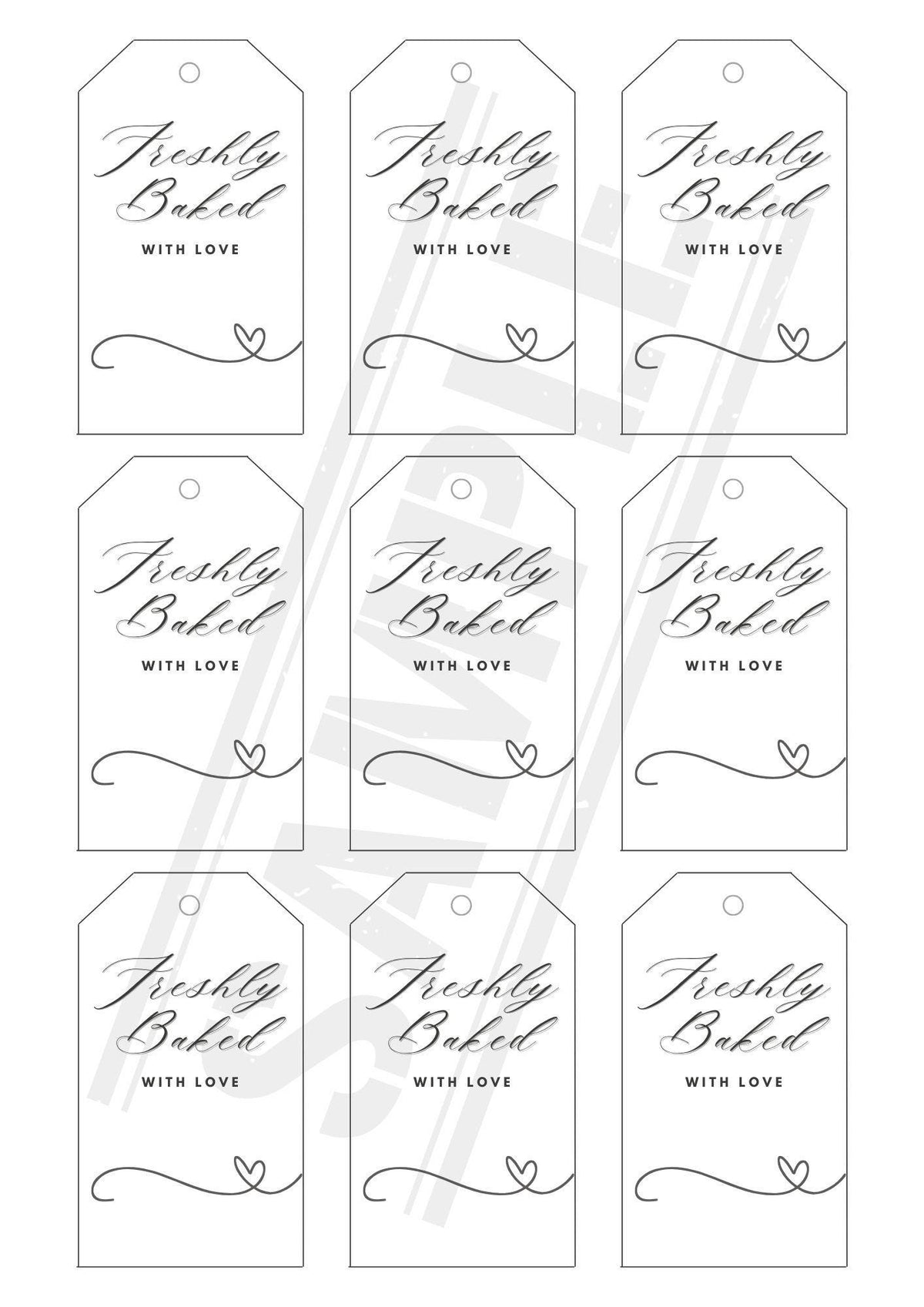 Freshly Baked with Love Instant Printable Gift Tags