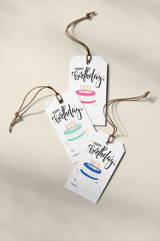 Editable Birthday Gift Tags Template | Colorful Sprinkle Cake Gift Tags | Printable Canva Template